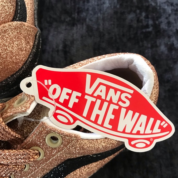 New VANS Kids Old Skool Shoes Party Glitter Black Rose Gold - Picture 9 of 16